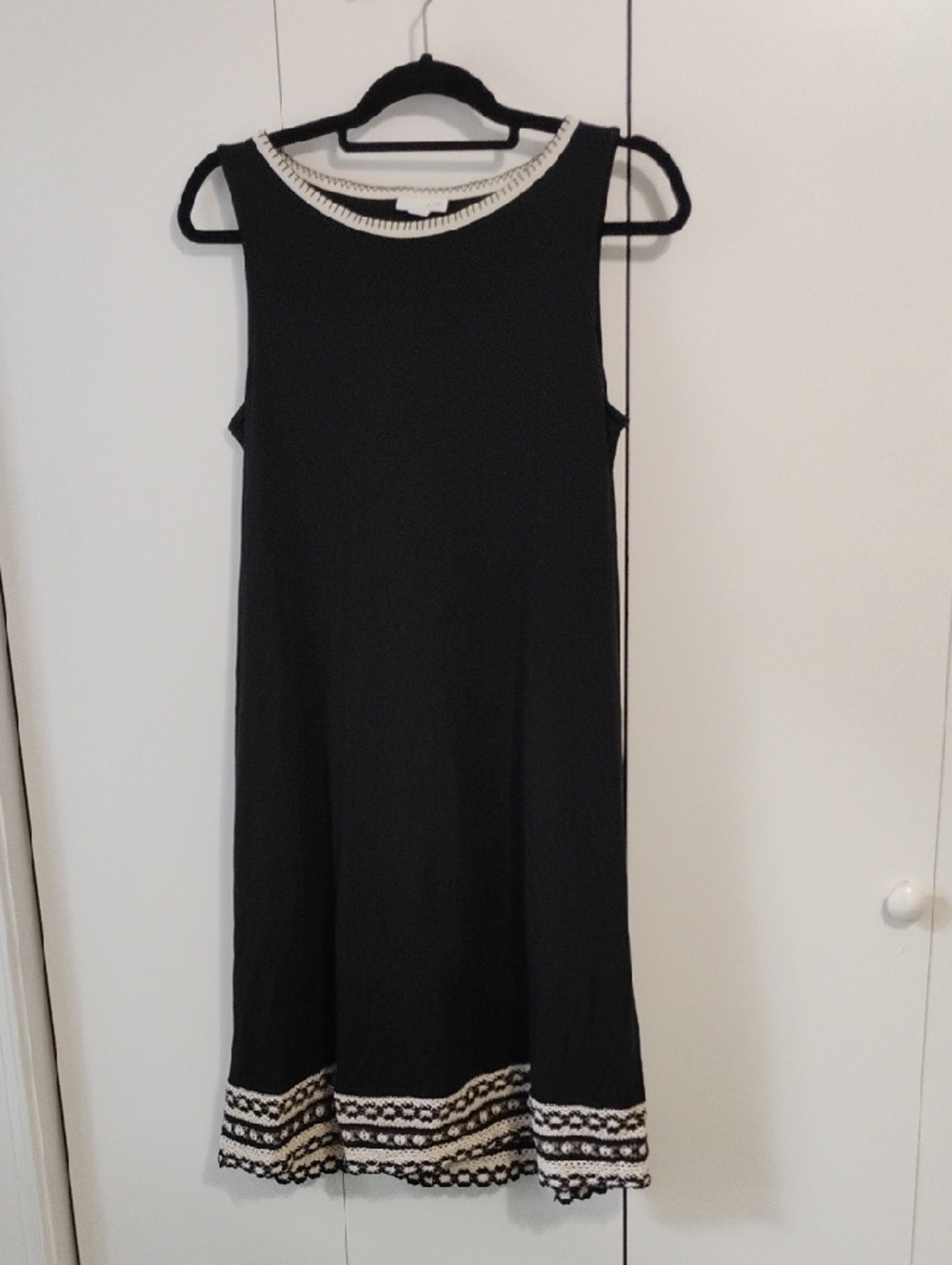 J. Jill Black Sleeveless Dress with Ivory Trim